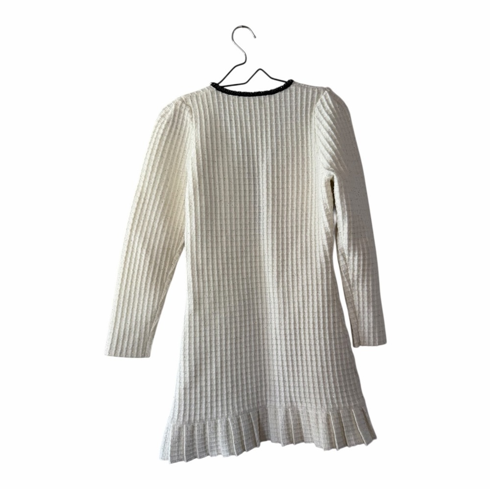Sierra Darien Ivory Knit Dress Textured Mini Sweater Dress Women’s Size Medium - Picture 3 of 11